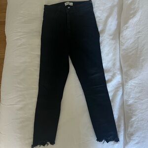 Abercrombie Black Super Skinny Ankle Cut Jeans With Frayed Hem - Curve Love